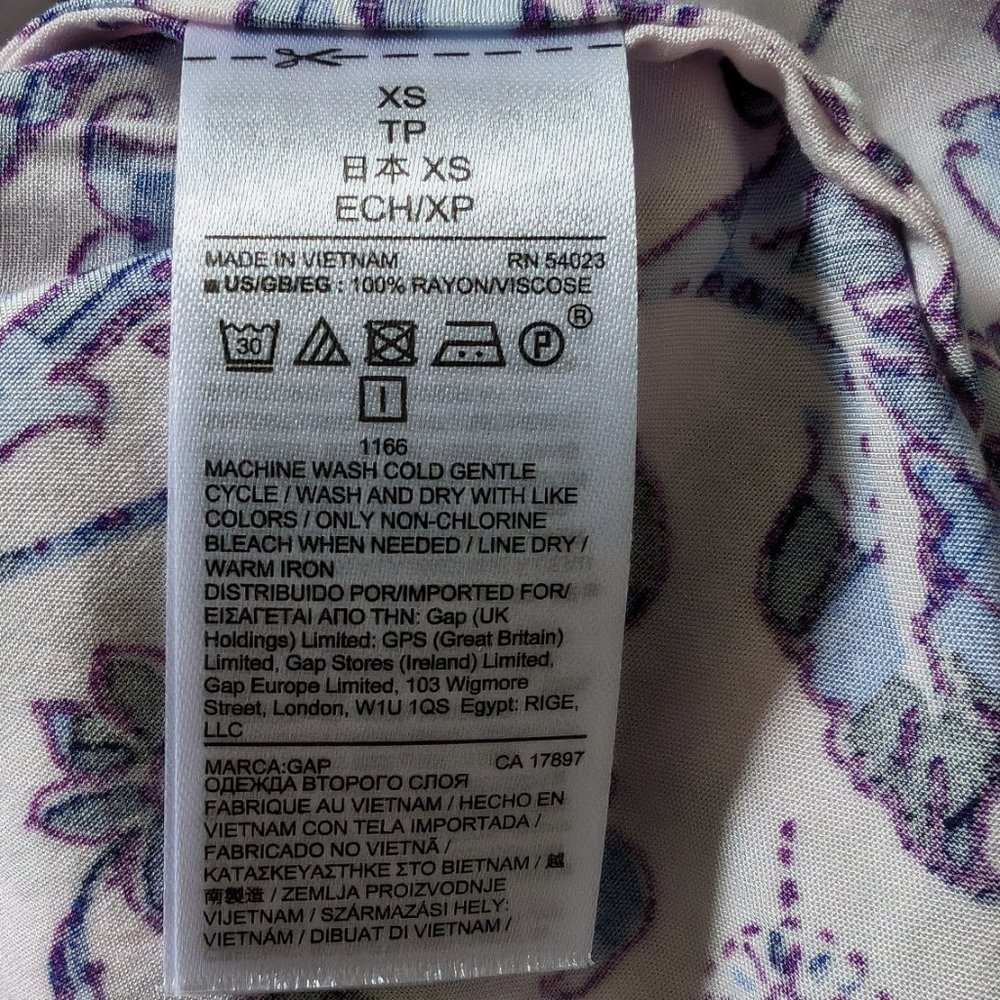 Gap Floral Shift Dress XS Extra Small Womens Pink Lilac Blue V-Neck Sleeveless - Picture 9 of 10